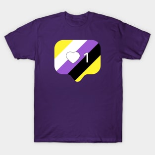 Instagram Heart Notification - Non-Binary Pride Flag T-Shirt